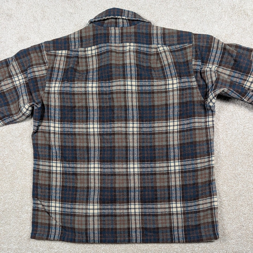 Vintage Pendleton Board Shirt Jacket Womens Large Brown Plaid Wool USA 80s HOLES - Picture 9 of 12
